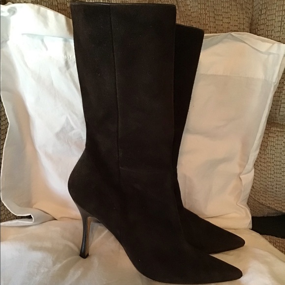 Manolo Blahnik suede heeled boots - Picture 1 of 5